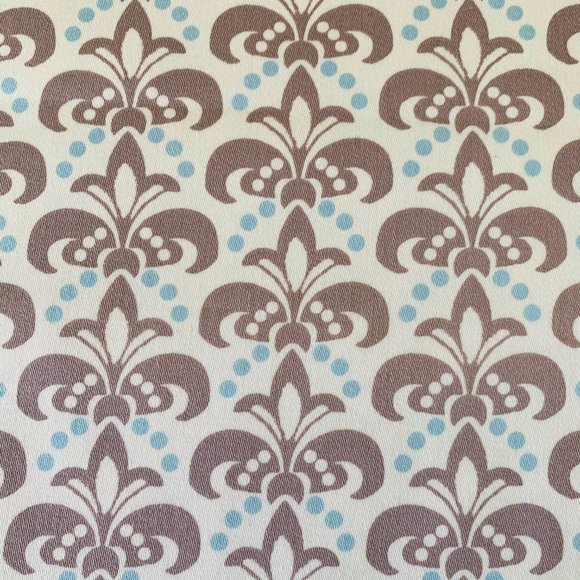 4.2 Yards Free Spirit Designer Vicki Payne Aqua Cream Gray Fleur De Lis Fabric - Picture 2 of 6